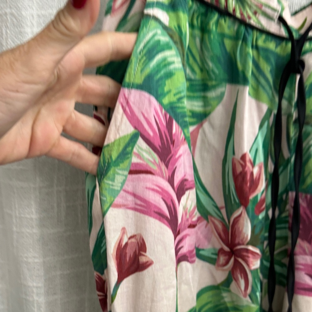 Tropical Leaf Print Women's Pajama Set XS - Picture 5 of 10